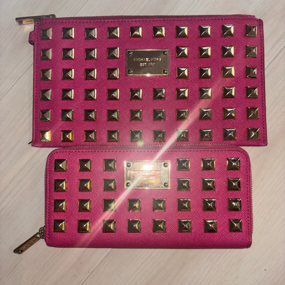 Michael Kors studded wallet and clutch